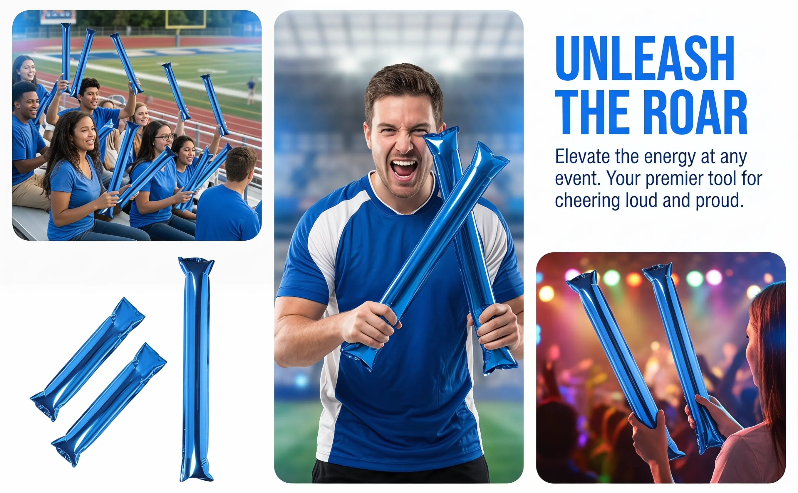 24Pcs Inflatable Thunder Sticks Heavy Duty Plastic Cheering Sticks for Sports Teams Concerts Rallies Festivals Outdoor Events