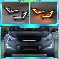 LED Daytime Running Lights DRL Fog Lamp Cover Case for Hyundai Elantra Sedan 2014 2015 2016 With Turn Signal Yellow
