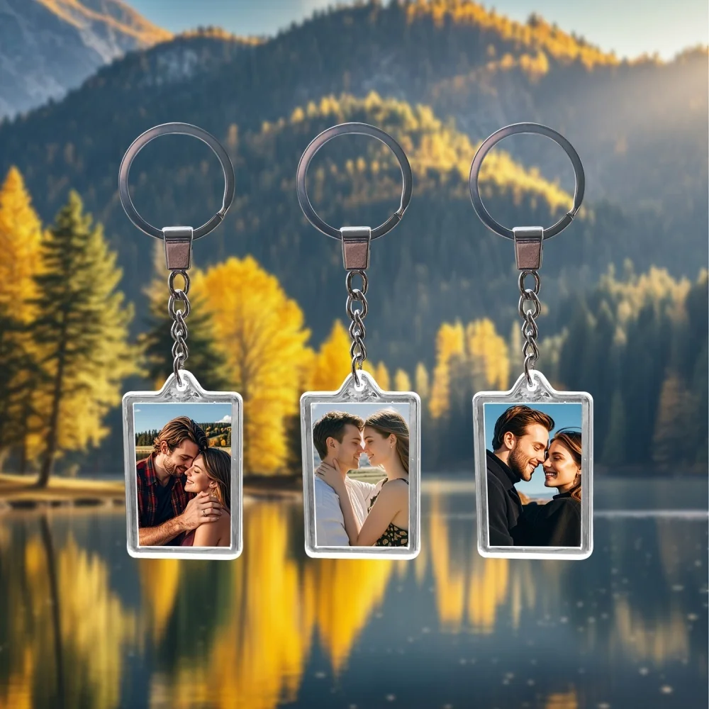 Porte-clés personnalisé avec photo, 1 pièce, porte-clés en acrylique exclusif pour les couples, adapté aux partenaires, aux amis et aux amoureux des animaux