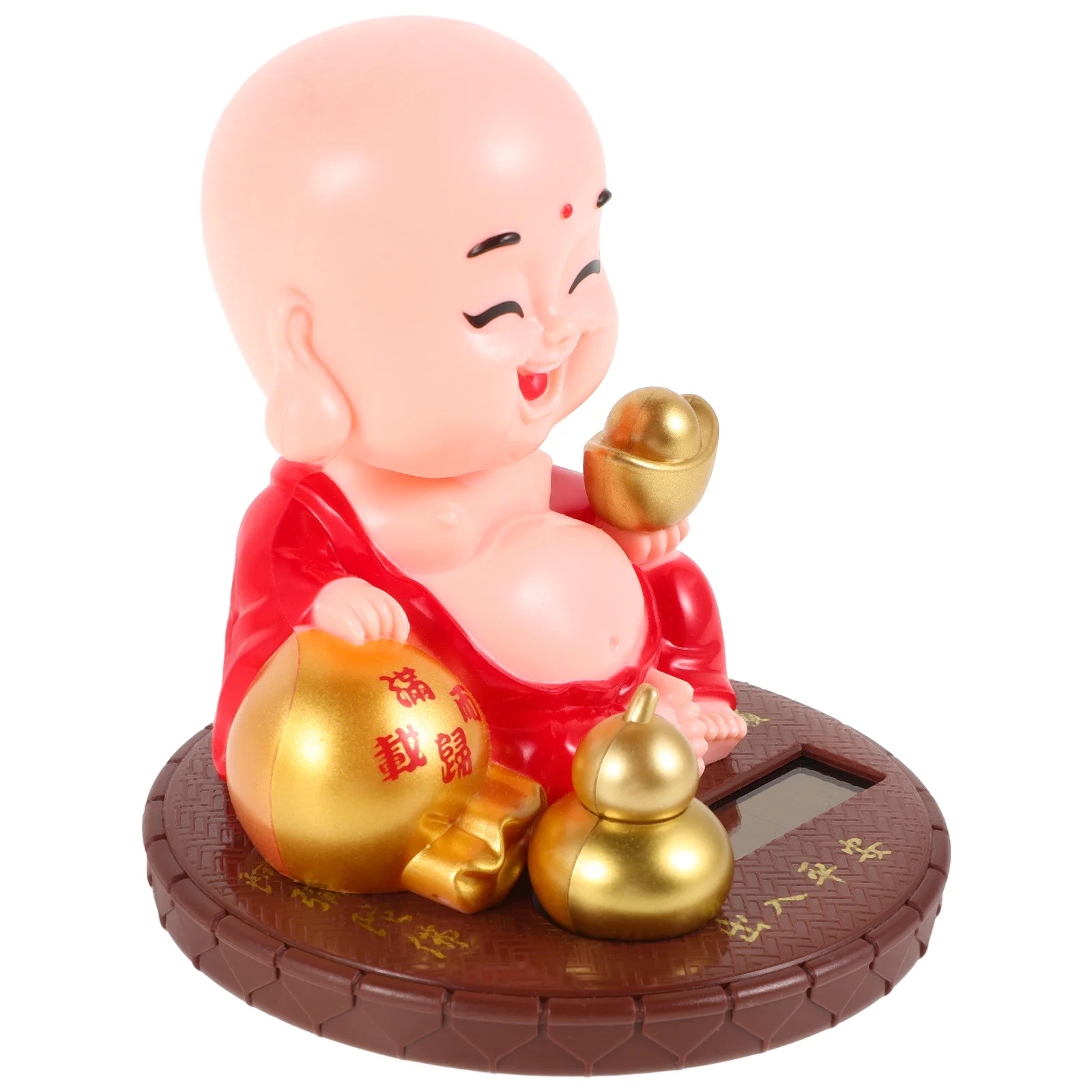 

Solar Powered Figurine Nodding Knocking Wood Fish Car Decoration Office Bonsai Plastic Retro Statue Dancing