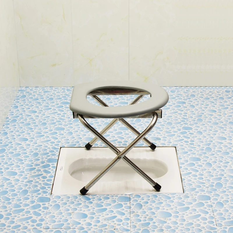 Foldable Commode for Seat Chair Bedside Potty Chair for Elderly Pregnant Women Toilet Stool Potty Toilet Chair No-slip