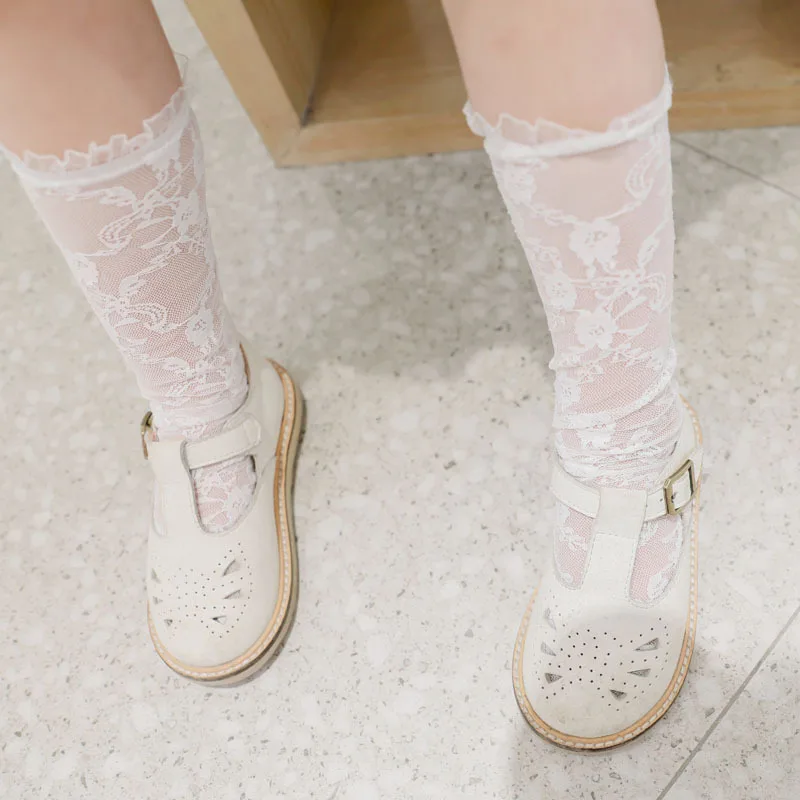 Baby Girls Knee High Socks Long Kids Soft Lace Stuff Princess Sock Ruffle 0-6Years  Cute White Girl Socks