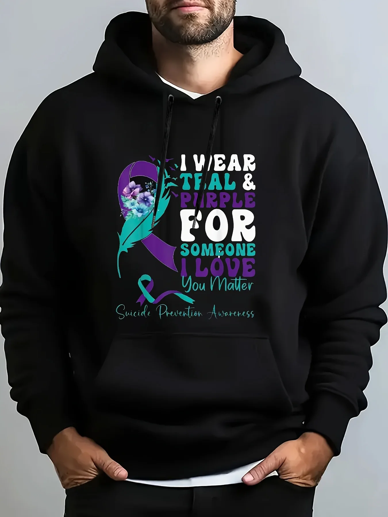 بلوفر بغطاء للرأس مطبوع كلاسيكي فائق النعومة بأربعة كاجوال بغطاء للرأس