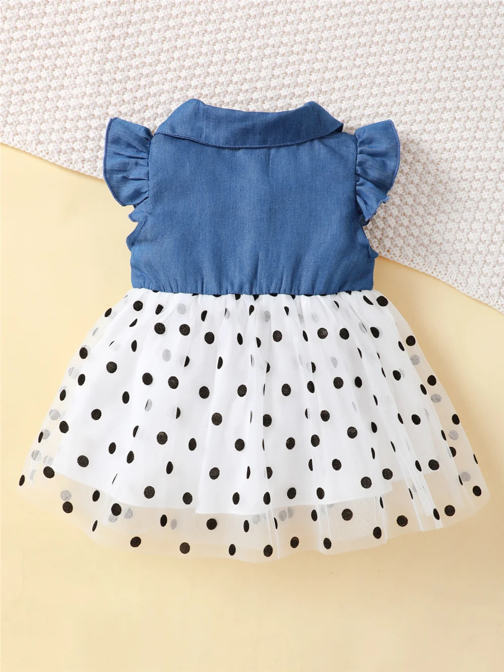 Kids Girls Sleeveless Dress Ruffle Bow Polka Dot Tulle Tutu Dress for 1-6Y Children Summer Casual Party Princess Dresses