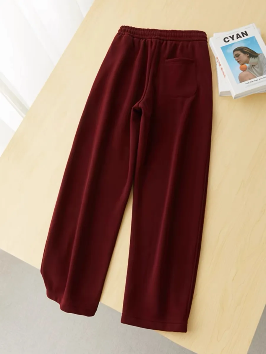 66-102cm Elastic Waist Autumn Winter Women Thick Warm Fleeced Sweat Pants/Toursers