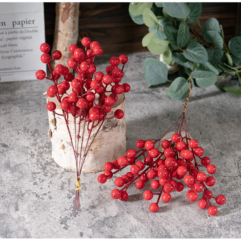 

Christmas Decoration Foam Bead Red Berry Xmas Tree Ornaments for Home Christmas New Year Decor Craft Garland Accessories
