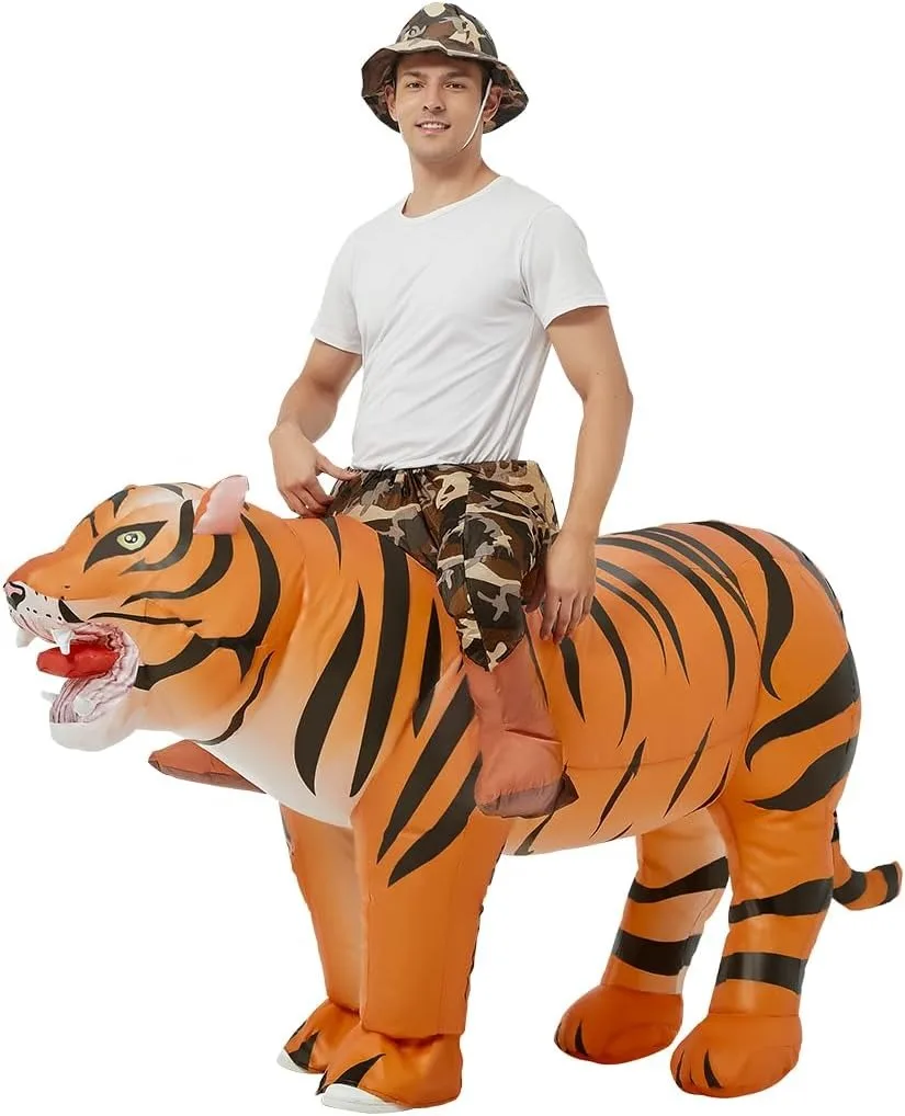Déguisement de tigre gonflable pour adultes, costume d’Halloween pour femmes et hommes, costume amusant à gonfler pour une fête d’Halloween ou un événement de cosplay.