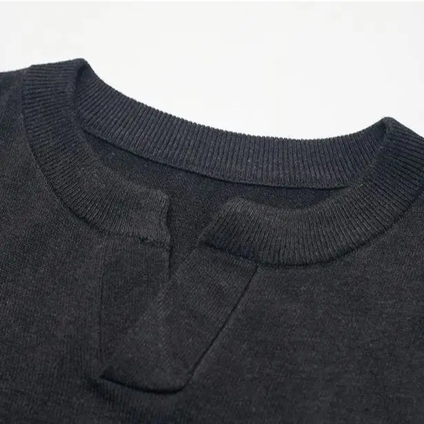 Solid Wool V-neck Knitted Sweater Top Long-sleeved T-shirt Men Women Soft Warm Loose-fitting Minimalist Versatile