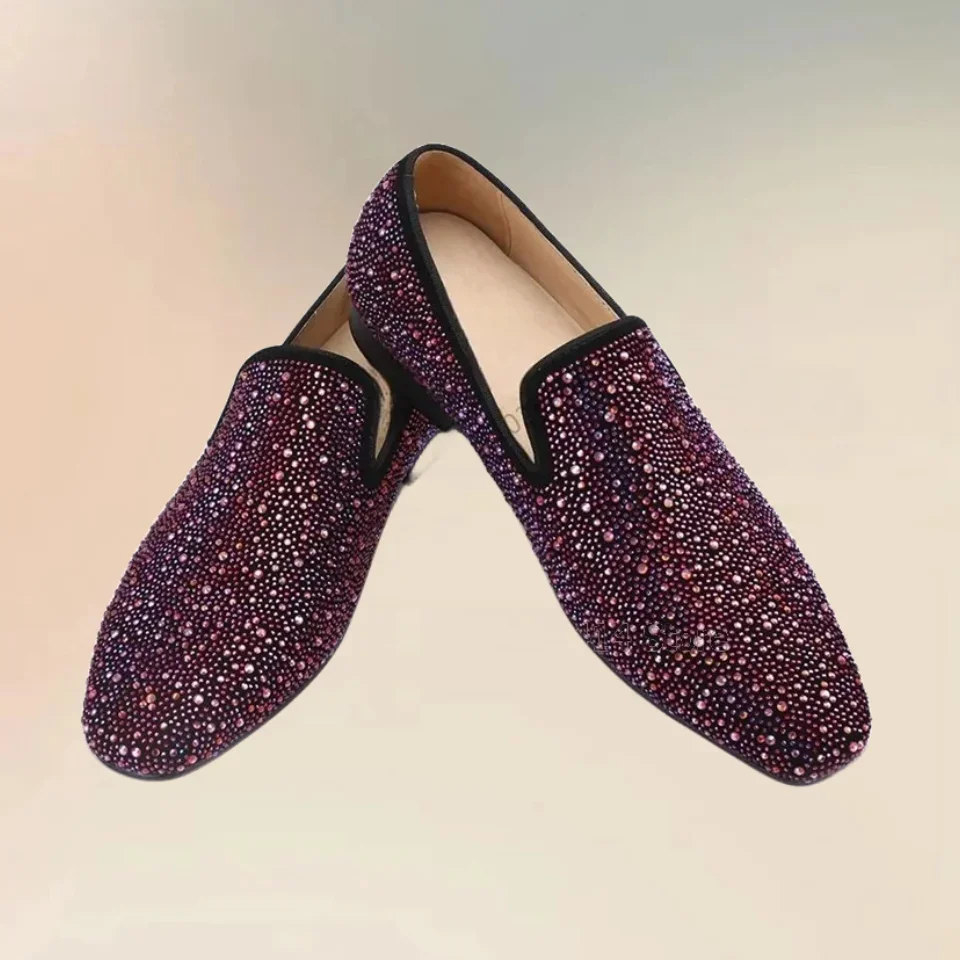 

Colorful Rhinestone Decor Men Loafers Fashion Slip On Men Casual Shoes Luxurious Handmade Party Banquet Big Size Men Dress Shoes