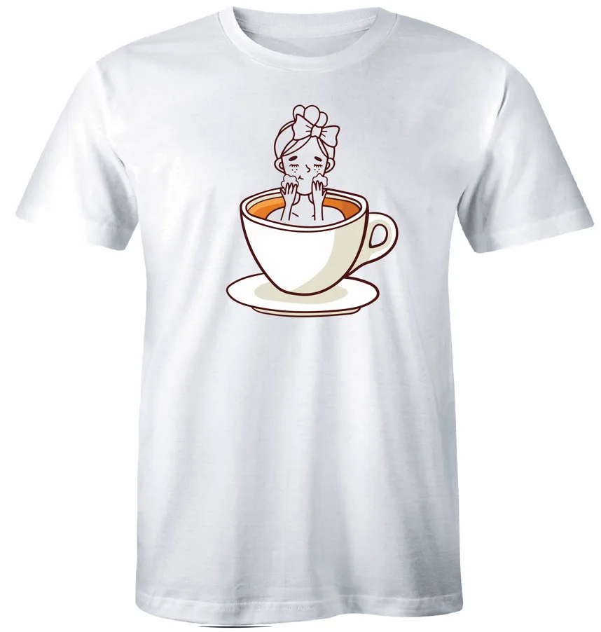 Girl Bathing In Cup Graphic T-Shirt Coffee Cup Unisex Tee Shirt High Quality 100%Cotton Short Sleeve