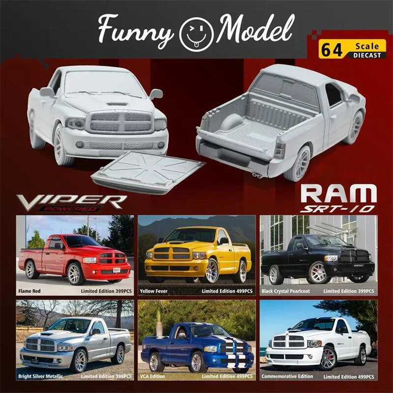 

[PreSale] Funny Model 1:64 Rams PickUp Truck Diecast Model Car