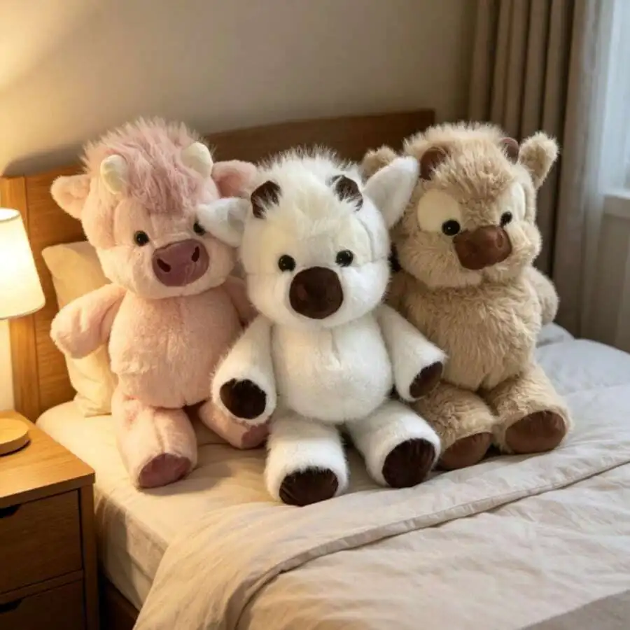 1pc Cute Cartoon Animal Run Series Highland Cow Plush Doll, Adorable Little Cow Doll Pillow, Multiple Colors Available, Home Dec