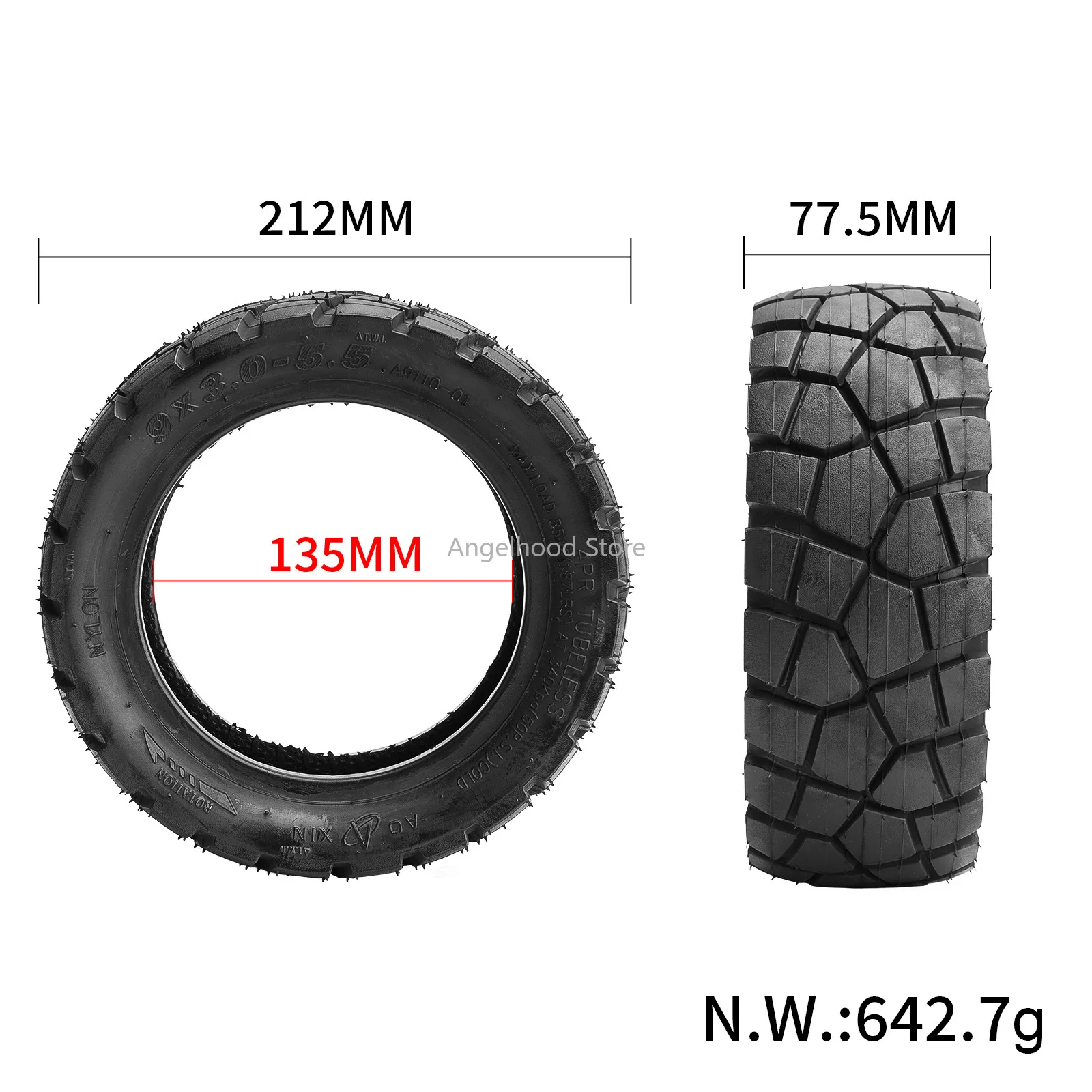 

9x3.0-5.5 Vacuum Tubeless Tire 9 Inches Off-road Vacuum Tire for HT069 Electric Scooter Front and Rear Wheel Tire Accessories