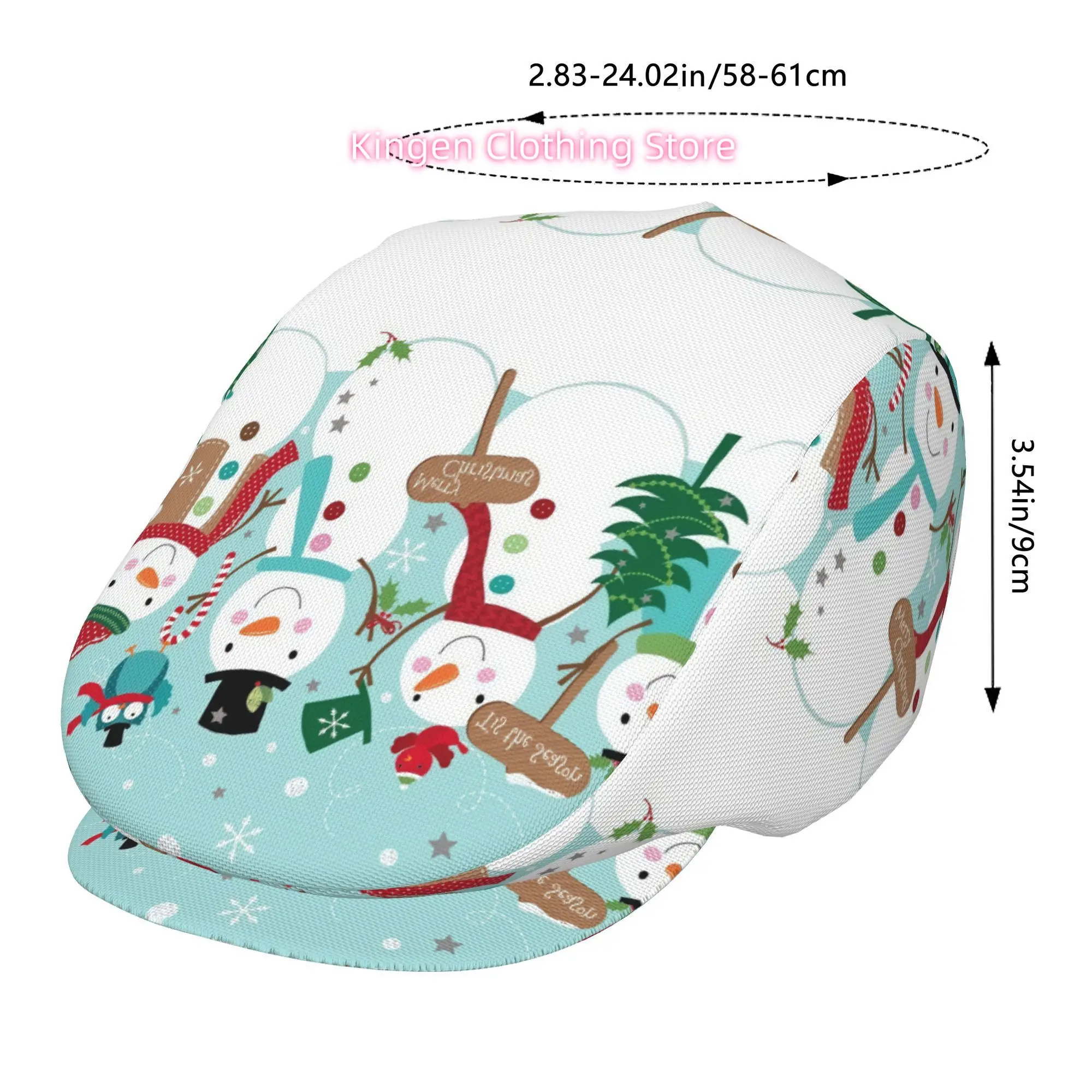Merry Snowman Group Men And Women Adjustable Flat Cap Newsboy Beret Ivy Cap Irish Cabbie Fishing Hats Forward Caps
