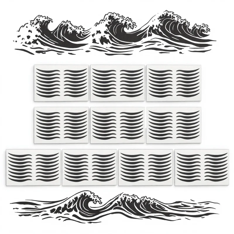 

Black Eyeliner Stickers 98X62Mm Plastic Winged Eye Line Design For Party Stage Performance Makeup Reusable Waterproof