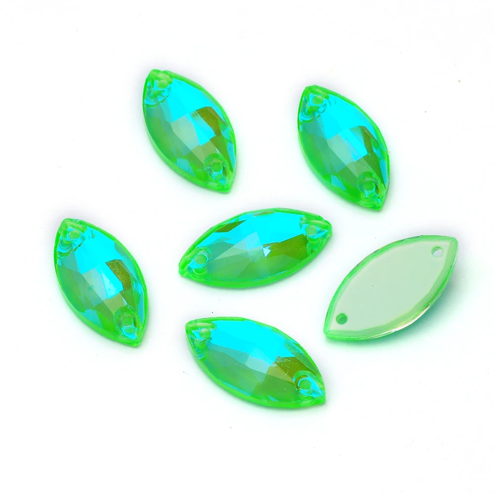 PUBRILEX Großhandel K9 Glas-Aufnähsteine mit Navette-Kanten und Facetten, DIY-Nähsteine mit flacher Rückseite für Kleidung, Taschen und Accessoires – Detail 14