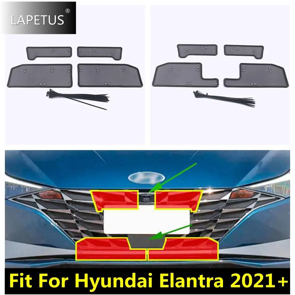 

Car Middle Insect Screening Mesh Front Grille Insert Net Anti-leaf Dust Protective Accessories For Hyundai Elantra 2021 - 2023