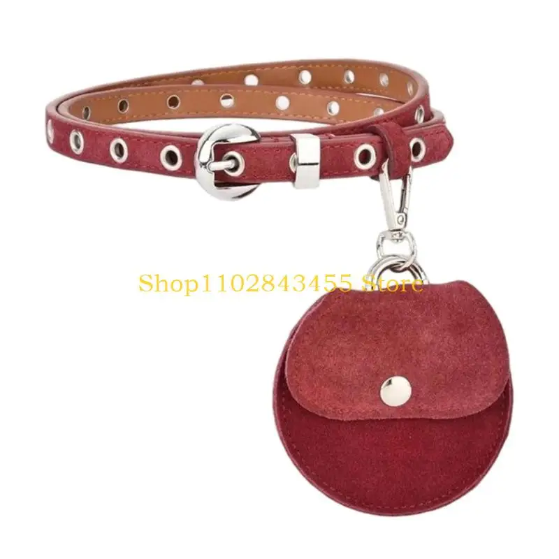 49MC Narrow Belt Bag Set with Detachable Round Bag, Button-Style Snap Closure, Pin Fastener, and Multiple Grommet Positions