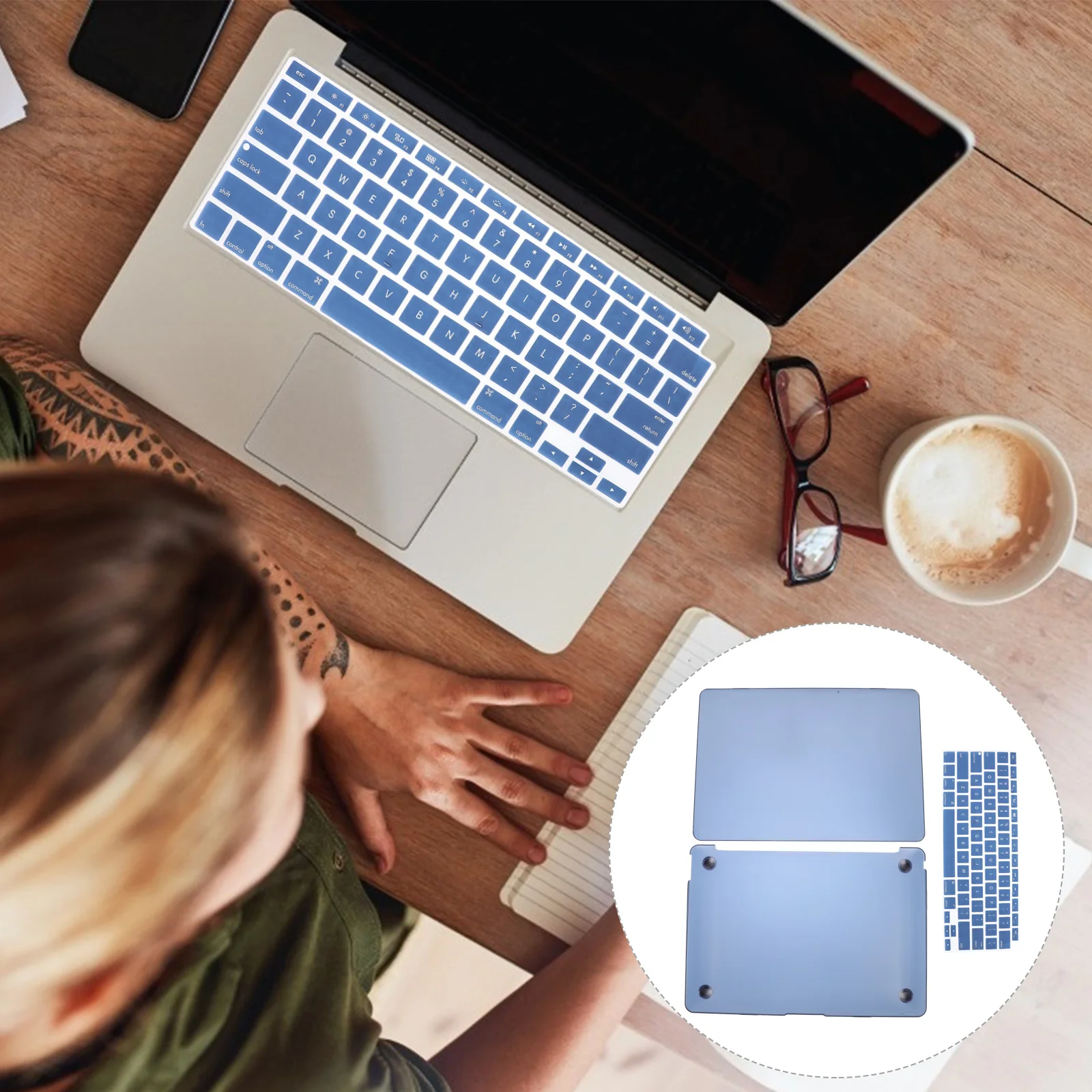 1 مجموعة 1 مجموعة البحر الأزرق غطاء الكمبيوتر المحمول شل حامي لوحة المفاتيح متجمد ° مادة كمبيوتر عالية الجودة ذات حافة كاملة متوافقة مع #6