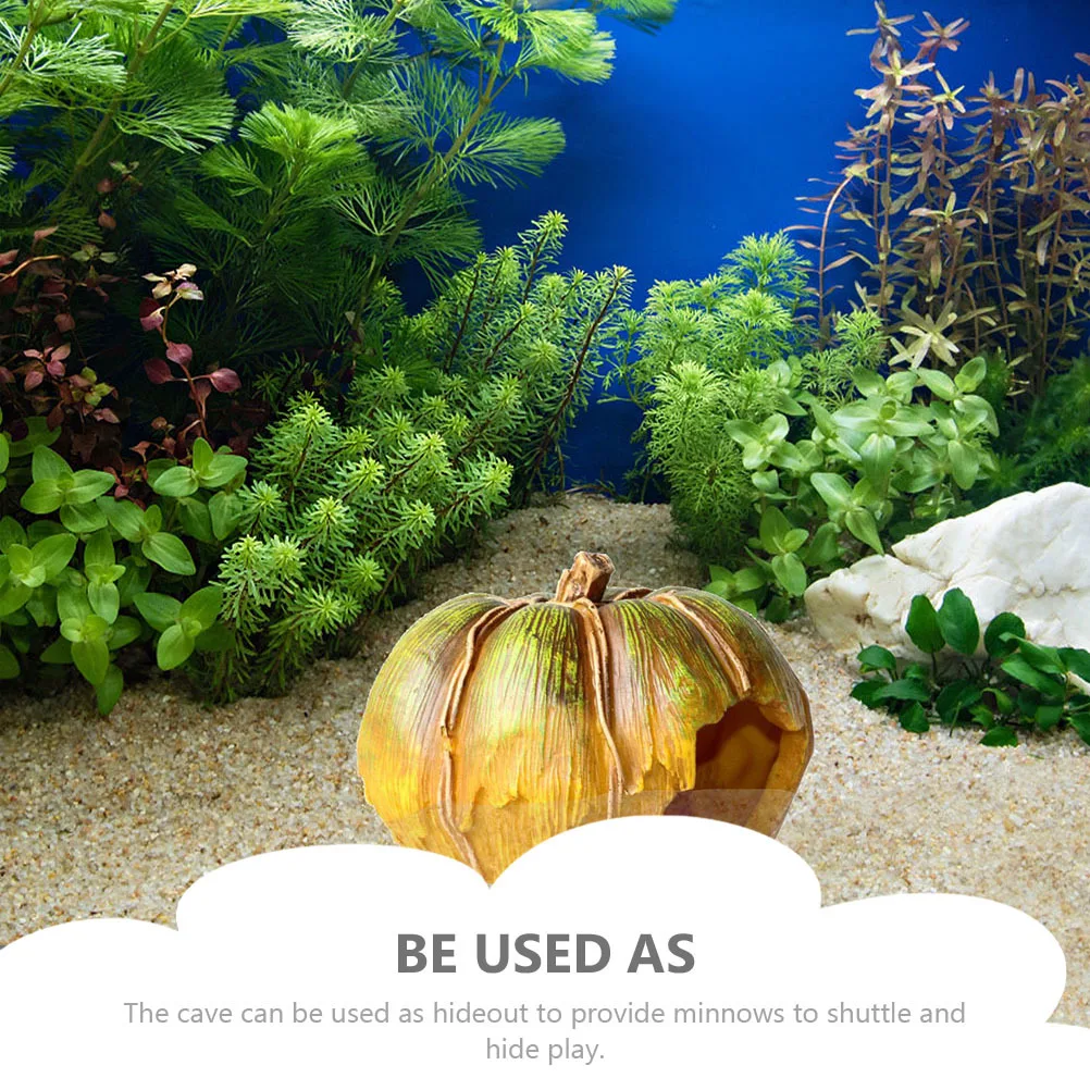 

Pumpkin Shaped Fish Cave Durable Aquarium Decor Safe Resin Hideout Compact Fish Tank Accessory Decorative Aquarium Cave