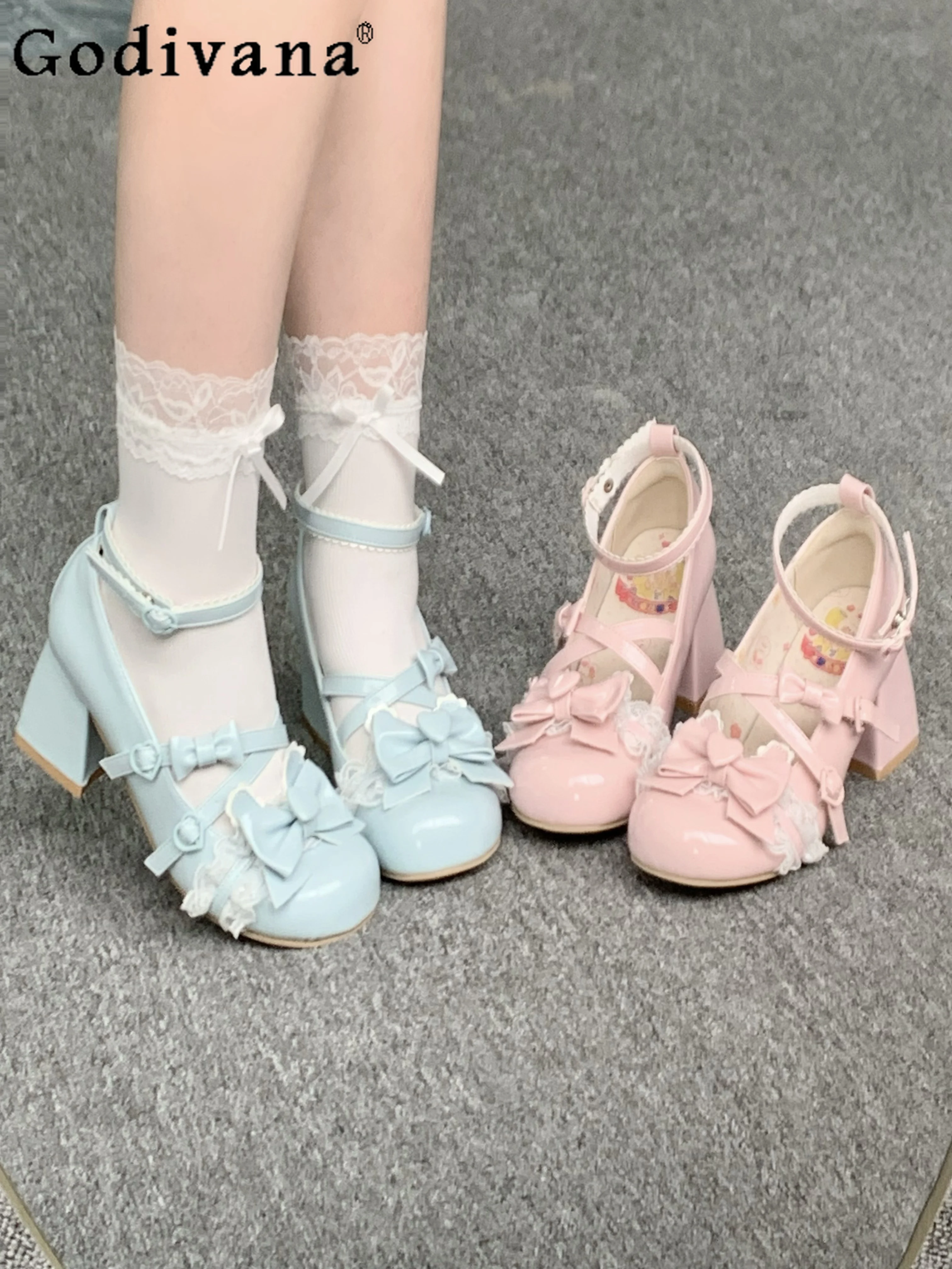 

Униформа JK, оригинальные японские туфли Мэри Джейн на высоком каблуке в стиле Лолиты для девочек, милые туфли Мэри Джейн на толстом каблуке с круглым носком