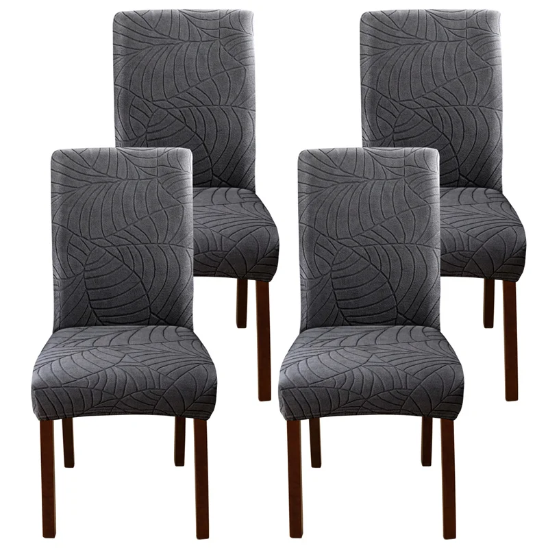 Leaves Jacquard Dining Chair Covers Removable Stretch Universal Chairs Cover Solid Color Seat Covers for Kitchen Hotel Banquet