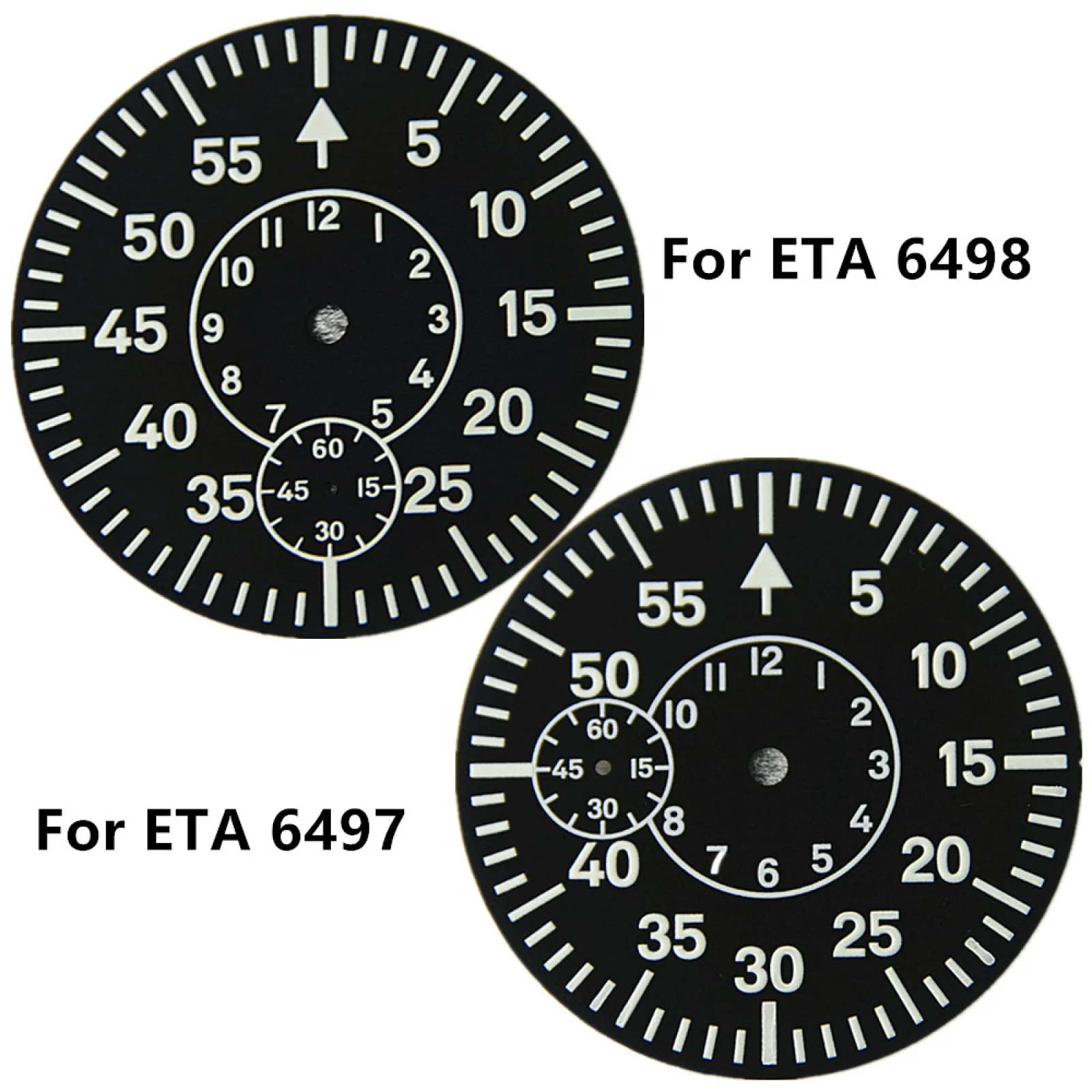 High End Black 38.9mm Watch Dial For ETA 6497 6498 Strong Green Luminous 6/9 O'clock Watch Face Plate For Seagull ST3620 ST3600