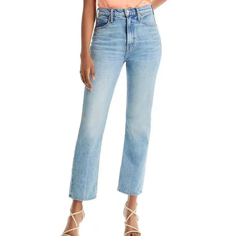 

Maxdutti French Minimalist Woman Clothes High Waisted Blue Elastic Slim Fit Denim Pants Straight Leg Cropped Jeans For Women2026