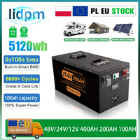 12V 24V 48V LiFePO4 Battery 100Ah 200Ah 400Ah Lithium Battery Built-in Bluetoot BMS 6000+ cyclic for Inverter Solar RV No Tax