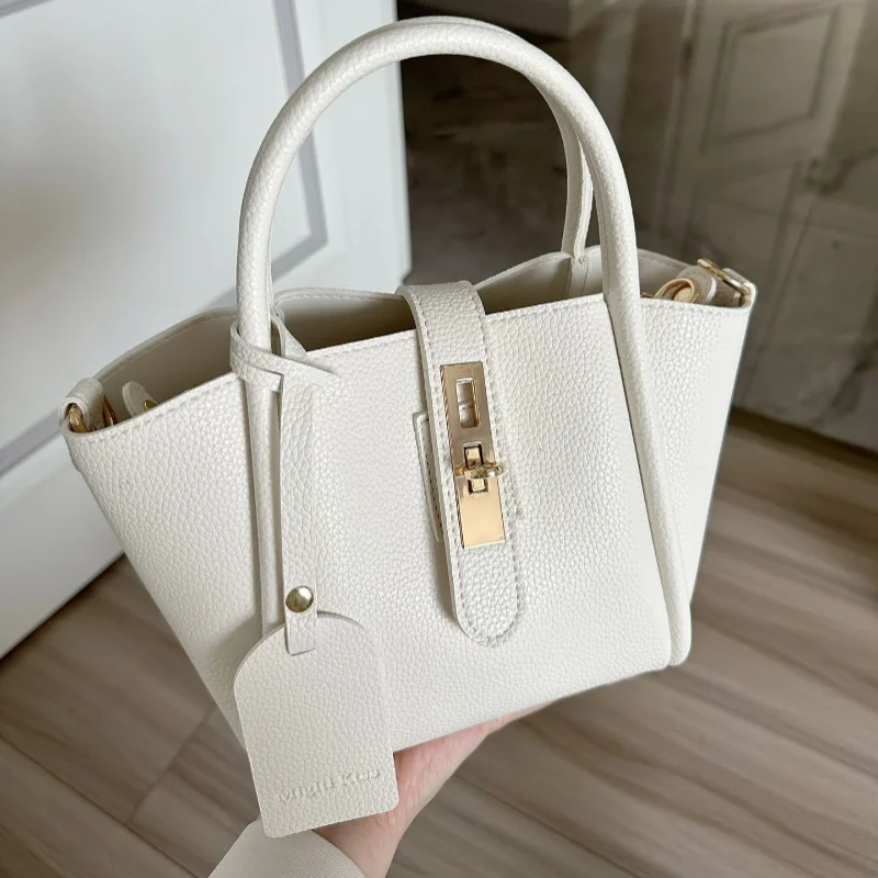 2024 Fashion Simple Shoulder Bags Advanced Women PU Leather Handbags Elegant Female Commuter Top Handle Bucket Bags with Purse