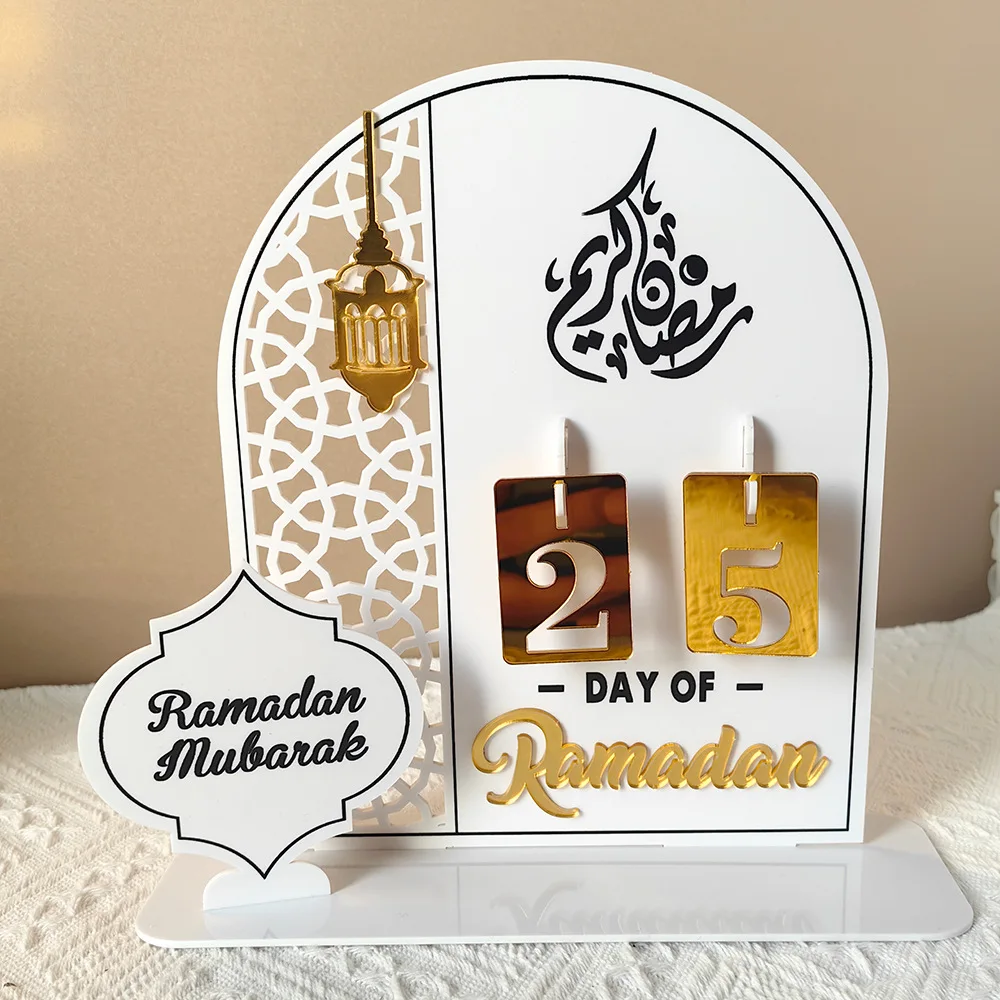 Calendario del conto alla rovescia in acrilico Ramadan regali calendario del giorno del Ramadan con Base che sostituisce i numeri Ramadan Mubarak Islam festa dell'avvento