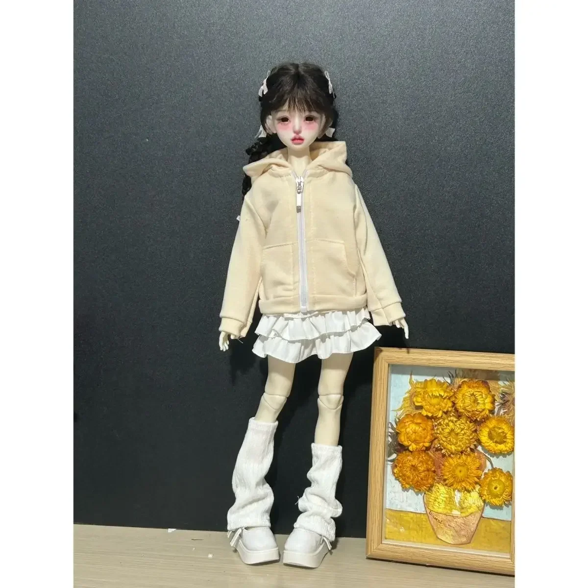 

Комплект одежды для куклы 1/4 для куклы Bjd 45 см, нарядная толстовка с капюшоном, верхняя куртка, плиссированная юбка, повседневные штаны, аксессуары для игрушечной куклы для девочек, без куклы