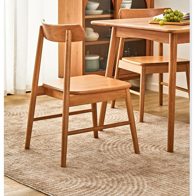 

all solid wood Japanese-style home backrest office leisure chair small apartment log Nordic cherry wood book chair