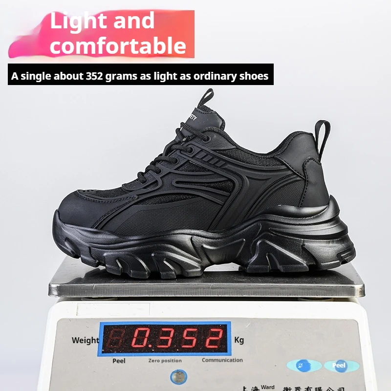 通気性安全靴抗穿刺落下防止作業スニーカー鋼つま先ブーツ男性用滑り止め作業靴保護用