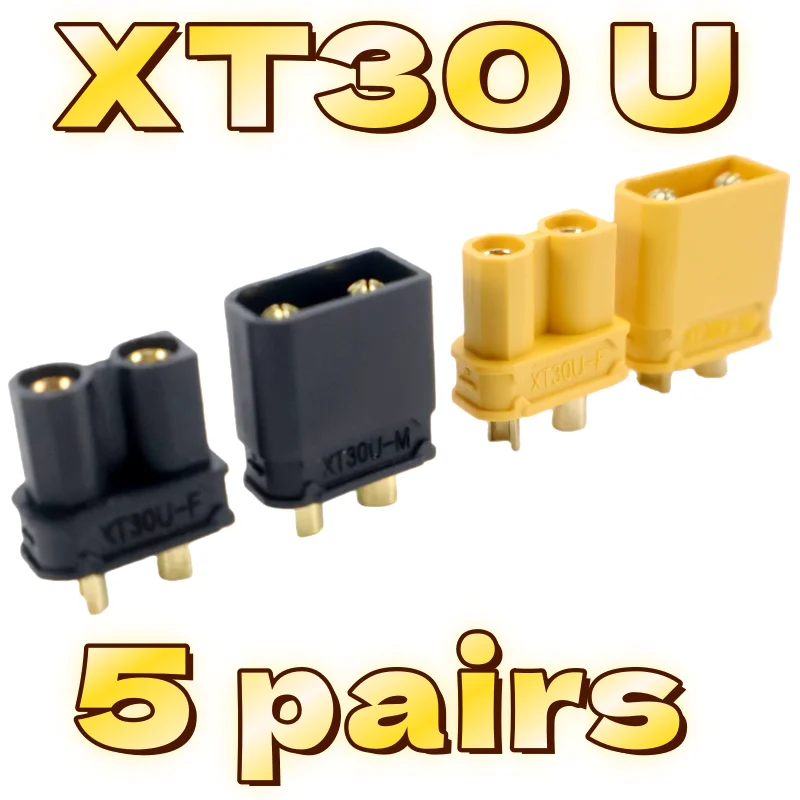 

Bullet Connectors Plugs For RC Multi axis aircraft Fixed wing Lipo Battery ESC 5pairs XT30 XT-30U yellow Black Male Female