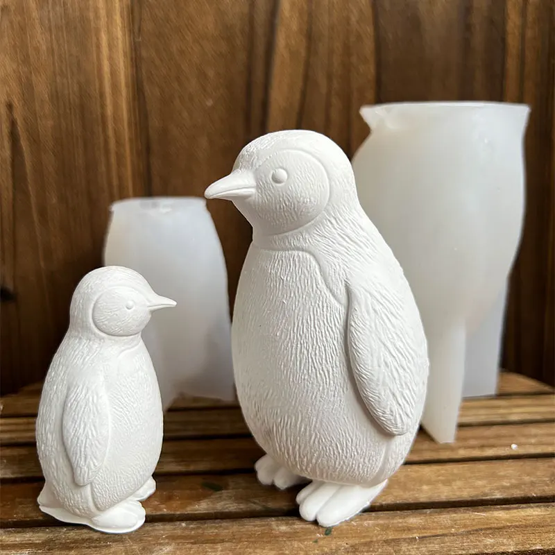 3D Penguin Silicone Mold DIY Aromatherapy Candle Soap Cement Gypsum Ornament Mold Fish Tank Decor Christmas Handmade Gift Tools
