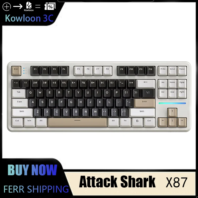 Attack Shark X87 Wireless Mechanical Keyboard Bluetooth Triple Mode Gasket Customized Gaming Side Engraved Gaming Keyboard