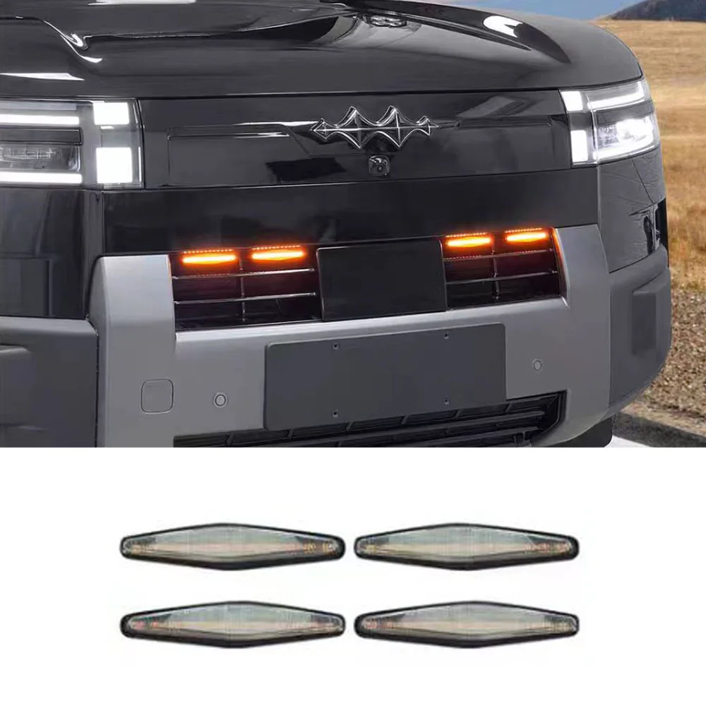 

Передний бампер, маленькая желтая световая решетка, светодиодное украшение, мигающий предупреждение, дневные ходовые огни, подходящие для уравнений, леопарда, титана 7,