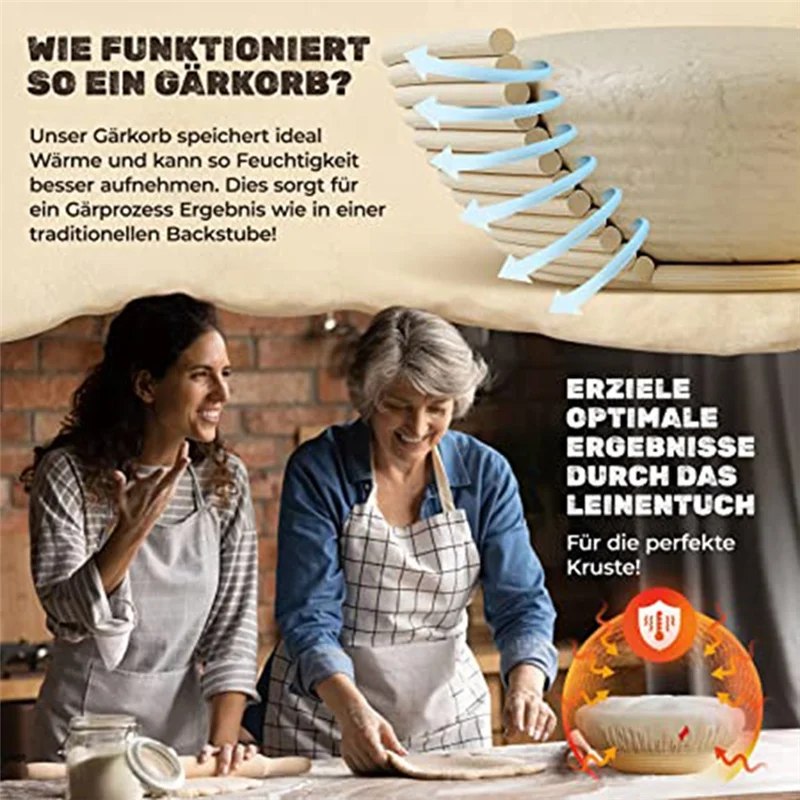 

A45I Корзина для ферментации хлеба, набор форм для теста из ротанга, резак, круглая корзина, европейская сумка, корзина для выпечки