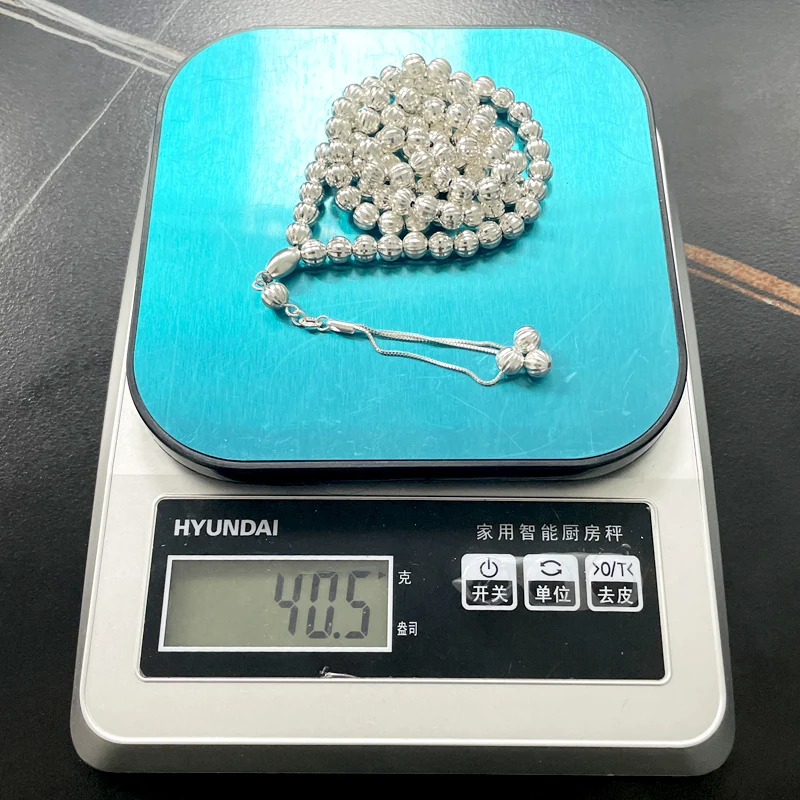 99 beads 100% Real 925 sterling silver Tasbih 925 pure silver Rosary Muslim bracelet islamic Ramadan luxurious Eid gift
