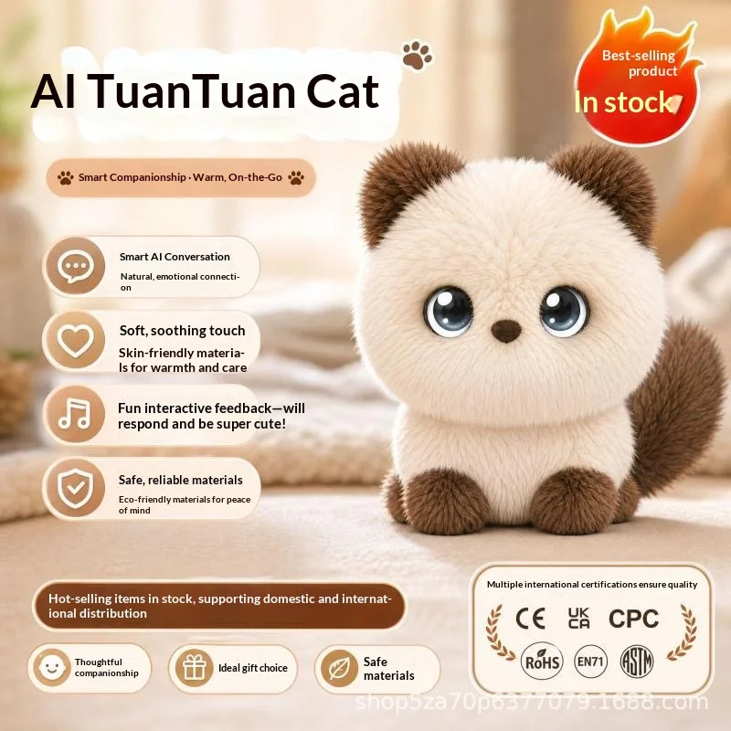 Ai Plush Cat Toy Interactive Talking Companion Soft Stuffed Animal Multi Language Emotional Support Gift For Adults