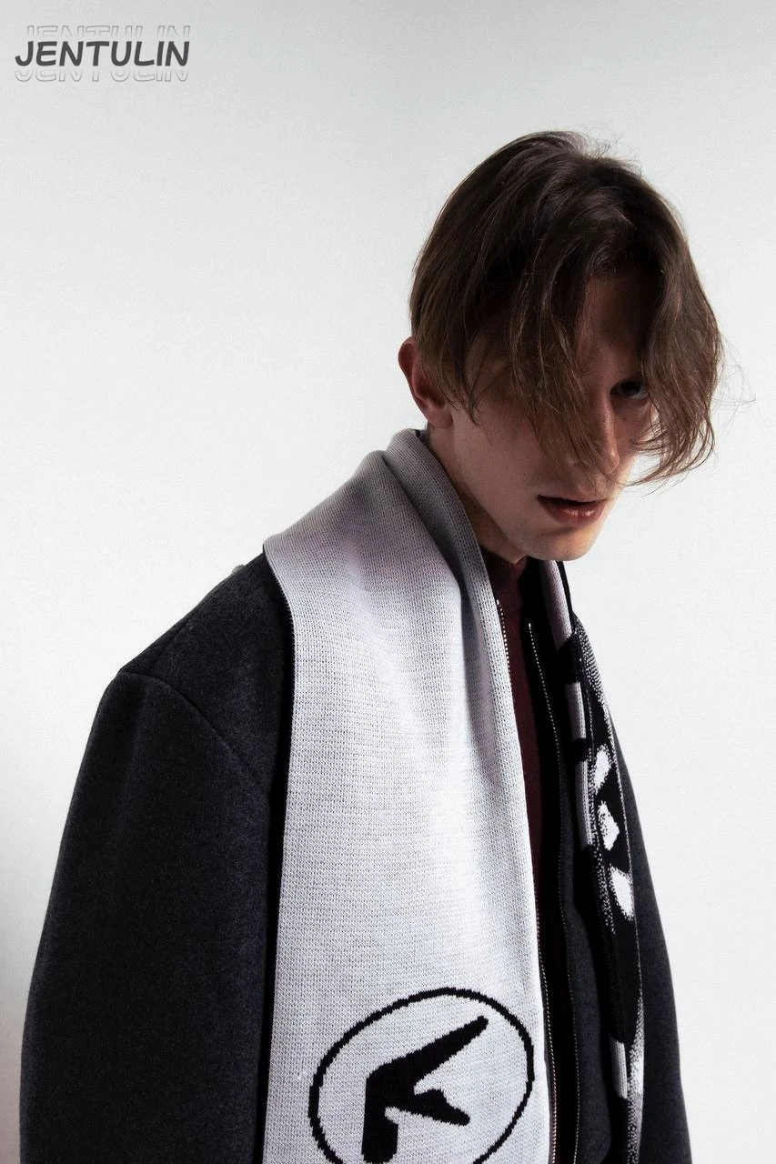 Men Scarf Winter Y2k Streetwear Black Knitted Aphex Twin Goth Shawl Scarves Korean Harajuku Hip Hop Punk Warm Unisex Accessories