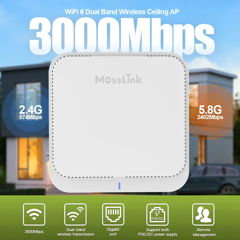 AX3000 Wifi 6 ceiling mount wifi Access Point 2.4/5.8G Gigabit Port Inwall AP Seamless Roaming OFDMA MU-MIMO Indoor Coverage