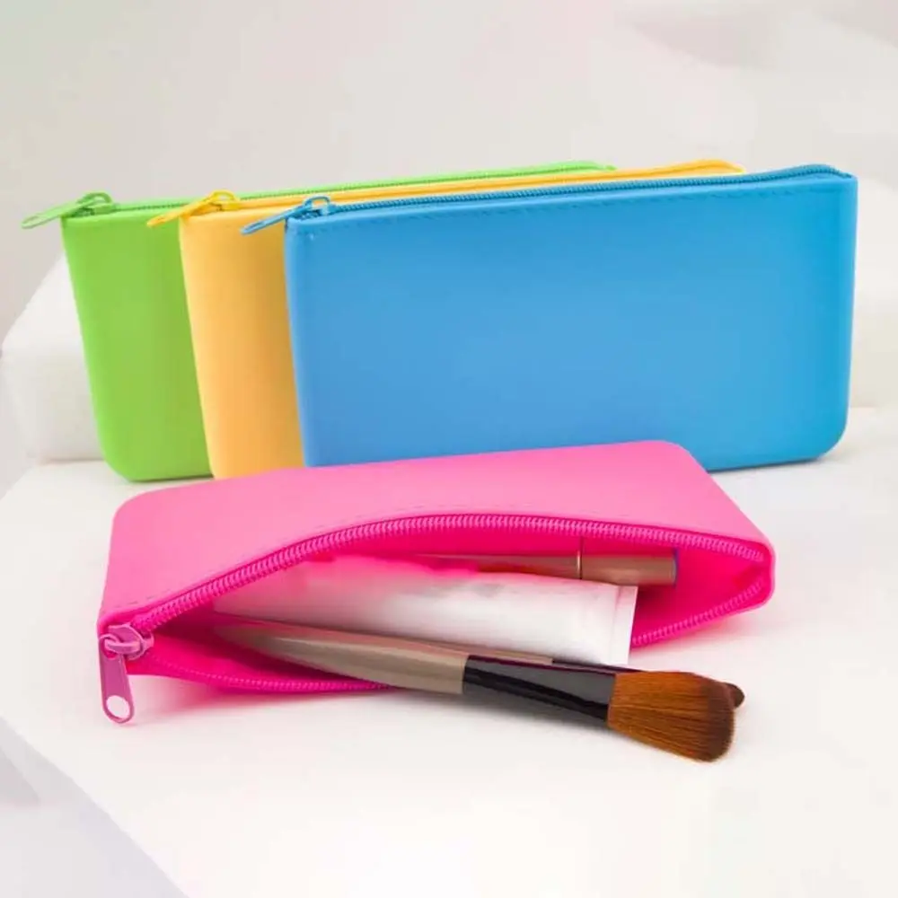 Zipper Silicone Makeup Lipstick Bag Money Bag Korean Style Solid Color Card Holder Phone Bag Storage Bag