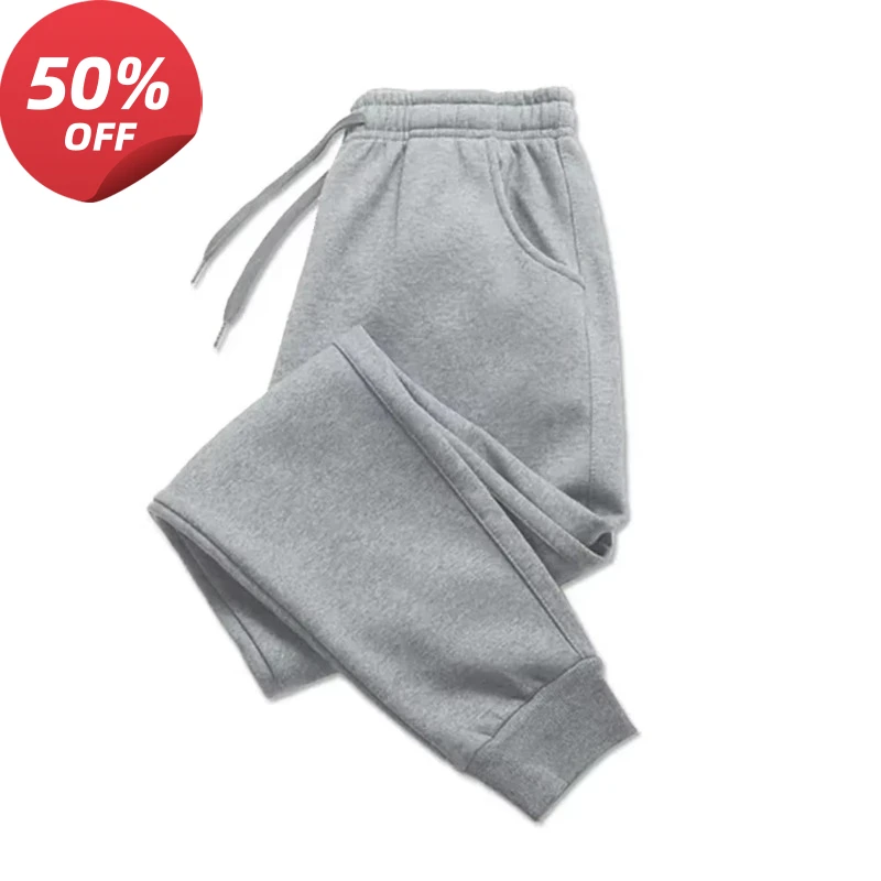

Men's Casual Pants Autumn Winter Fleece Sweatpants Men Running Jogger Sports Solid Casual Drawstring Sports Pants Gym Sport