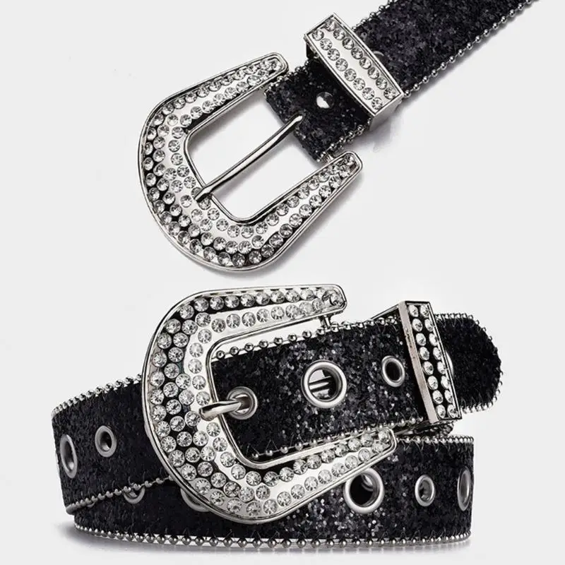 39BD Mehrere Farbe Taille Gürtel Shinning Gürtel für Frau Männer Einstellbare Pin Schnalle Hüftgurt für Jeans Kleid – Detail 9