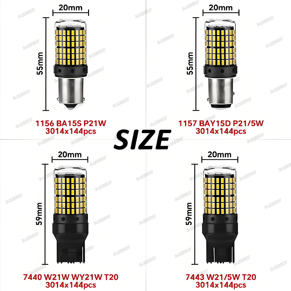 

2 шт. 12-48 В светодиодные лампы CanBus 144smd, позиционная лампа, указатель поворота заднего хода BA15S P21W BAU15S PY21W 7440 W21W P21/5W 1157 BAY15D