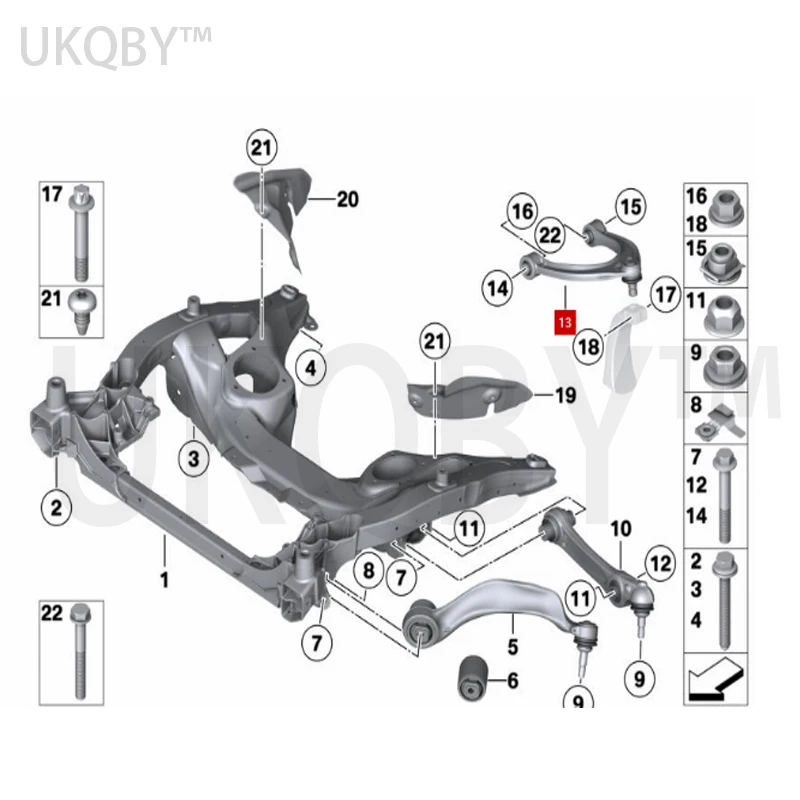 31126775967 Upper part of lateral swing arm 5 7Series F18 F01 F02 520 528Li