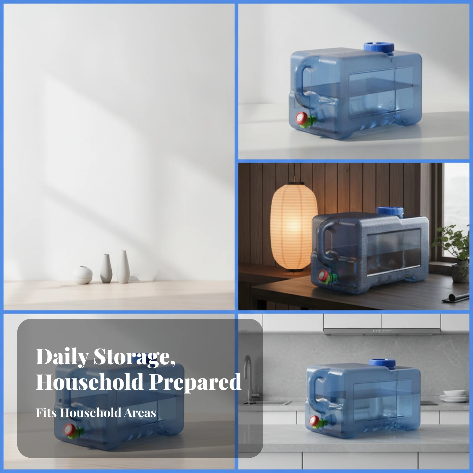Large Opening Rectangular Water Container Water Container with Scale Top Handle Storage Gear Screw Cap for Camping, Outdoor Use view 6