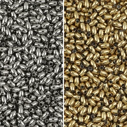 30Pcs 6*4/6*5mm Stainless Steel Oval Rice Shape Loose Spacer Beads For Jewelry Making Bracelet Necklace DIY Accessories Supplies